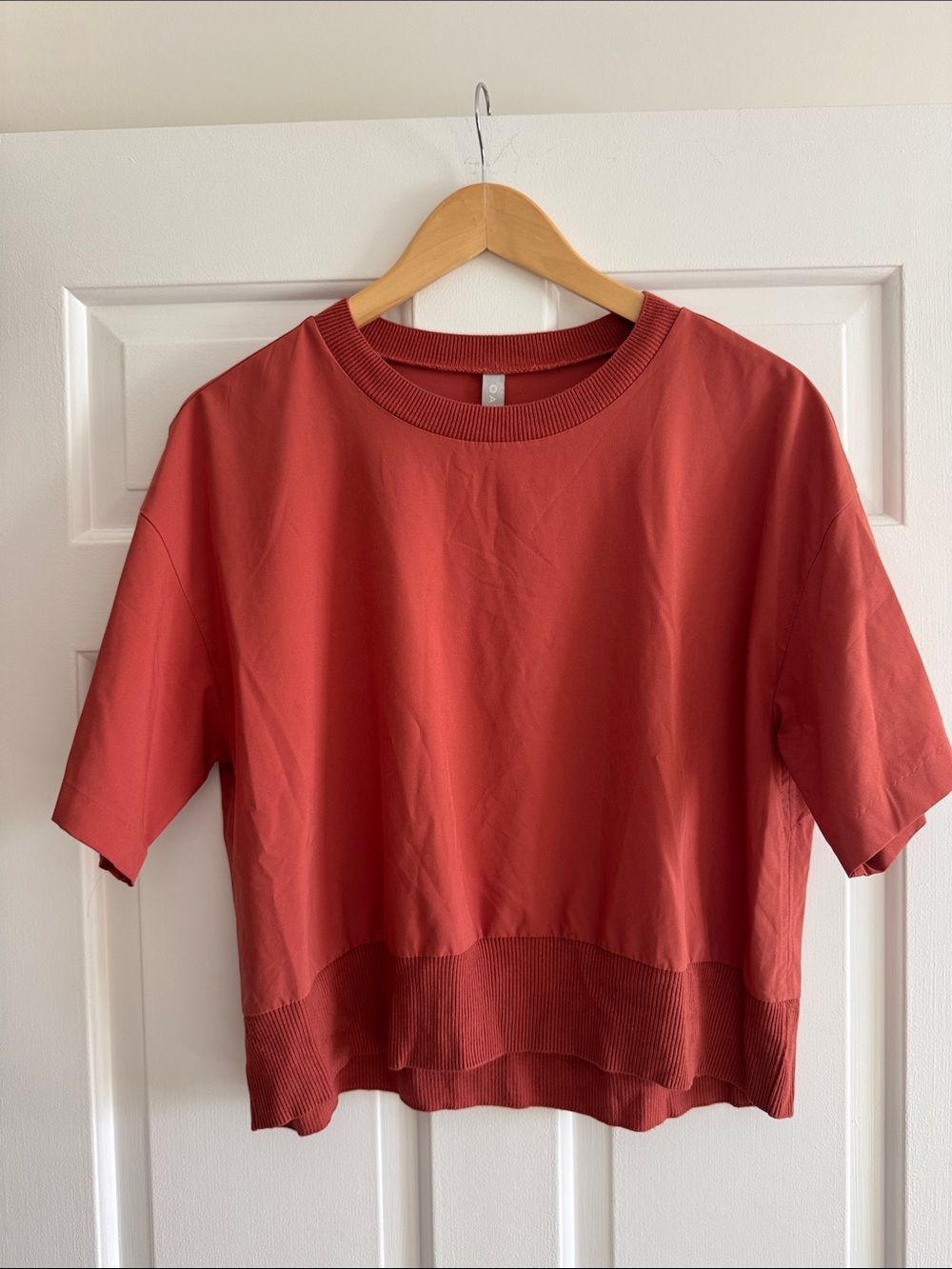 Athleta Boxy Short-Sleeve Sweatshirt in Brick